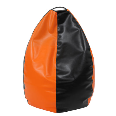 Fotolii Puf Mara - Imitatie Piele - Negru/Portocaliu