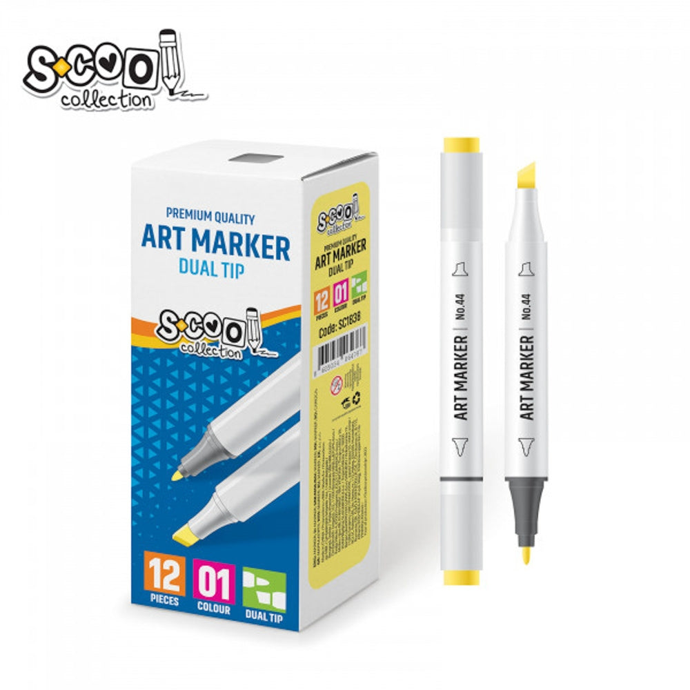 Marker cu 2 capete, 6mm/3mm, Galben - S-COOL