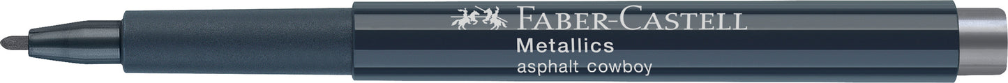 Marker metalizat gri asfalt Faber-Castell 1.5 mm pentru hartie neagra sticla si metal