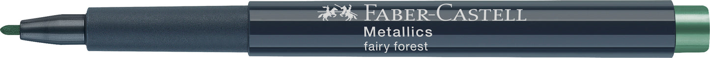 Marker metalizat verde padure Faber-Castell 1.5 mm pentru hartie neagra sticla ceramica si metal