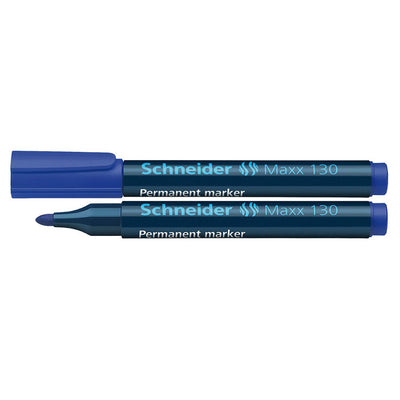 Marker permanent albastru Schneider Maxx 130 varf rotund 1-3mm rezistent la apa si lumina scriere pe orice suprafata