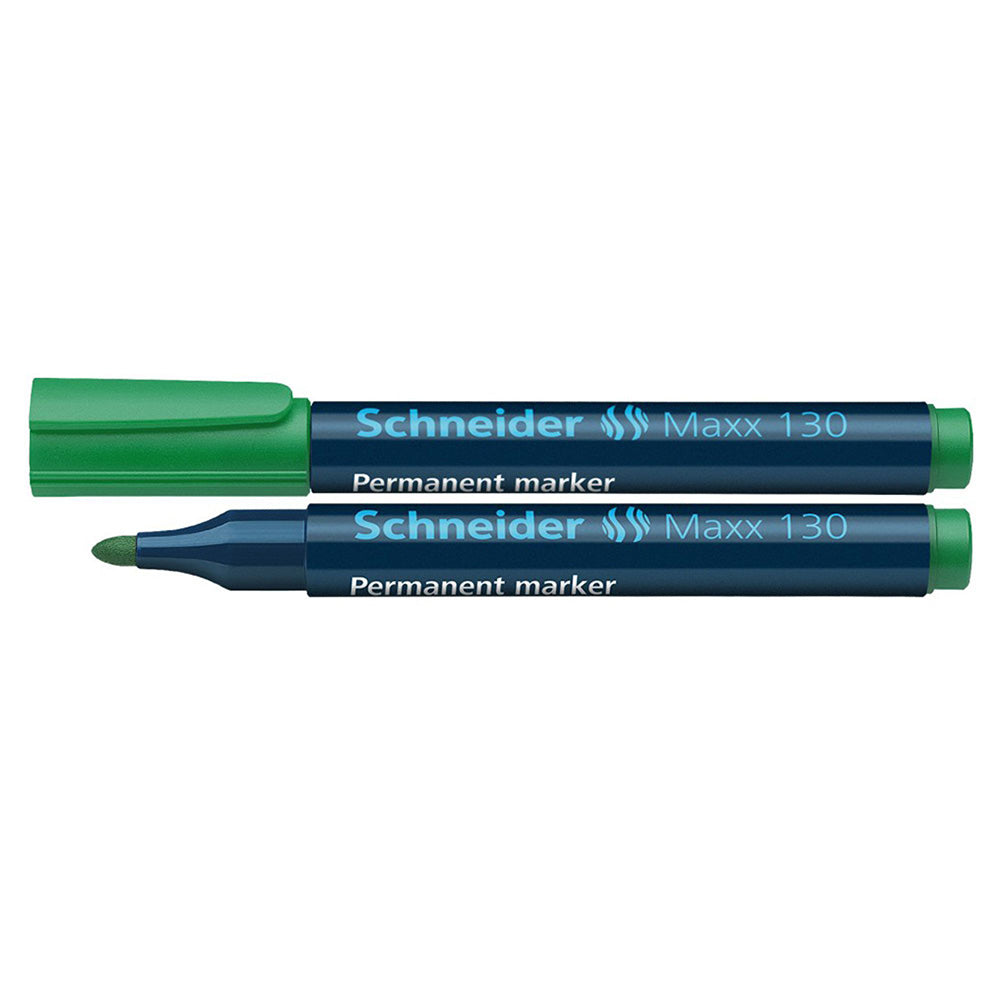 Marker permanent verde Schneider Maxx 130 varf rotund 1-3mm rezistent la apa scriere pe plastic metal sticla lemn