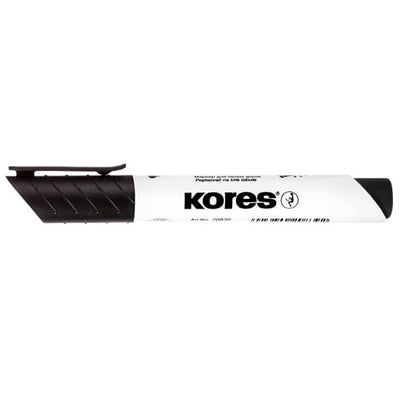 Marker whiteboard si flipchart negru Kores varf tesit Easy Flow cerneala non-toxica rezistenta UV