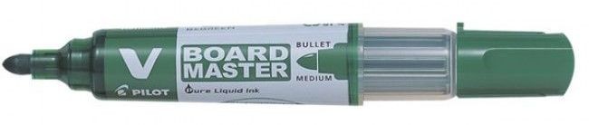 Marker tabla magnetica Pilot V-Board Master verde reincarcabil varf rotund 2mm cerneala lichida din plastic reciclat
