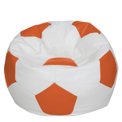 Fotoliu Puf Mega Ball - Imitatie Piele - Alb/Portocaliu