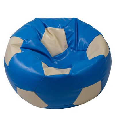 Fotoliu Puf Mega Ball - Imitatie Piele - Albastru/Crem