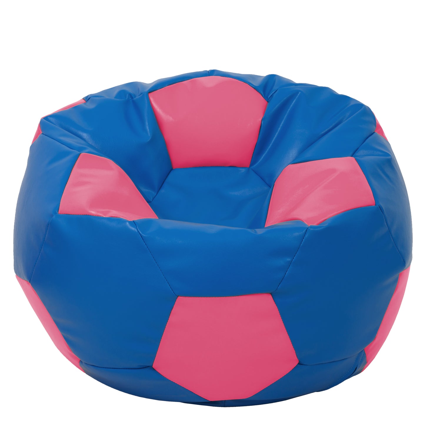 Fotoliu puf Mega Ball - imitatie piele - albastru/roz