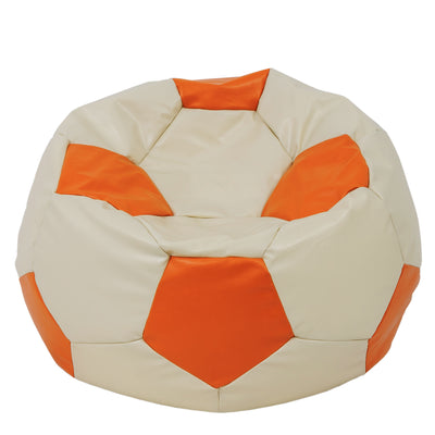 Fotoliu Puf Mega Ball - Imitatie Piele - Crem/Portocaliu