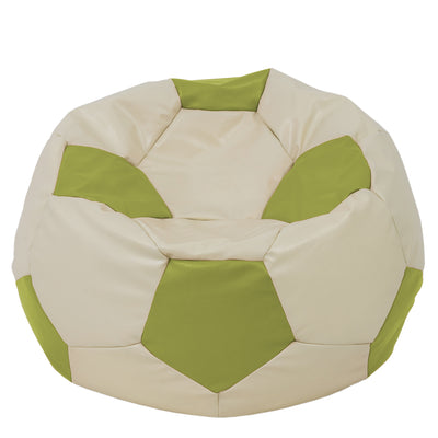 Fotoliu Puf Mega Ball - Imitatie Piele - Crem/Verde