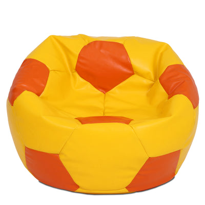 Fotoliu Puf Mega Ball - Imitatie Piele - Galben/Portocaliu