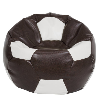 Fotoliu Puf Mega Ball - Imitatie Piele - Maro/Alb