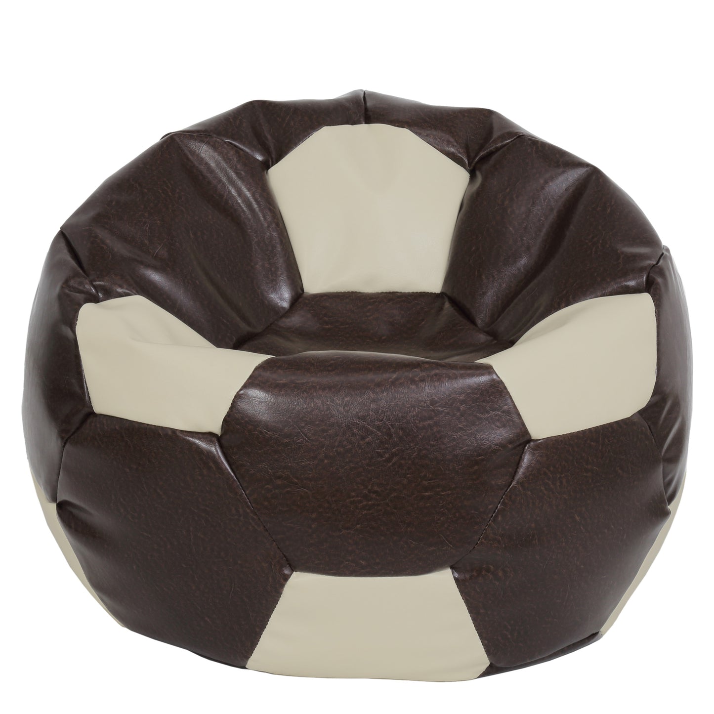 Fotoliu puf Mega Ball - imitatie piele - maro/crem