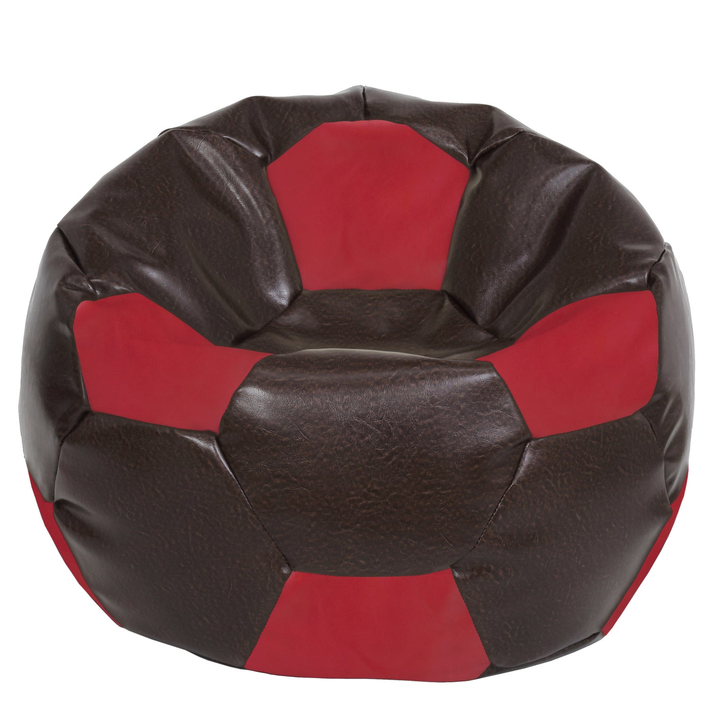 Fotoliu puf Mega Ball - imitatie piele - maro/rosu