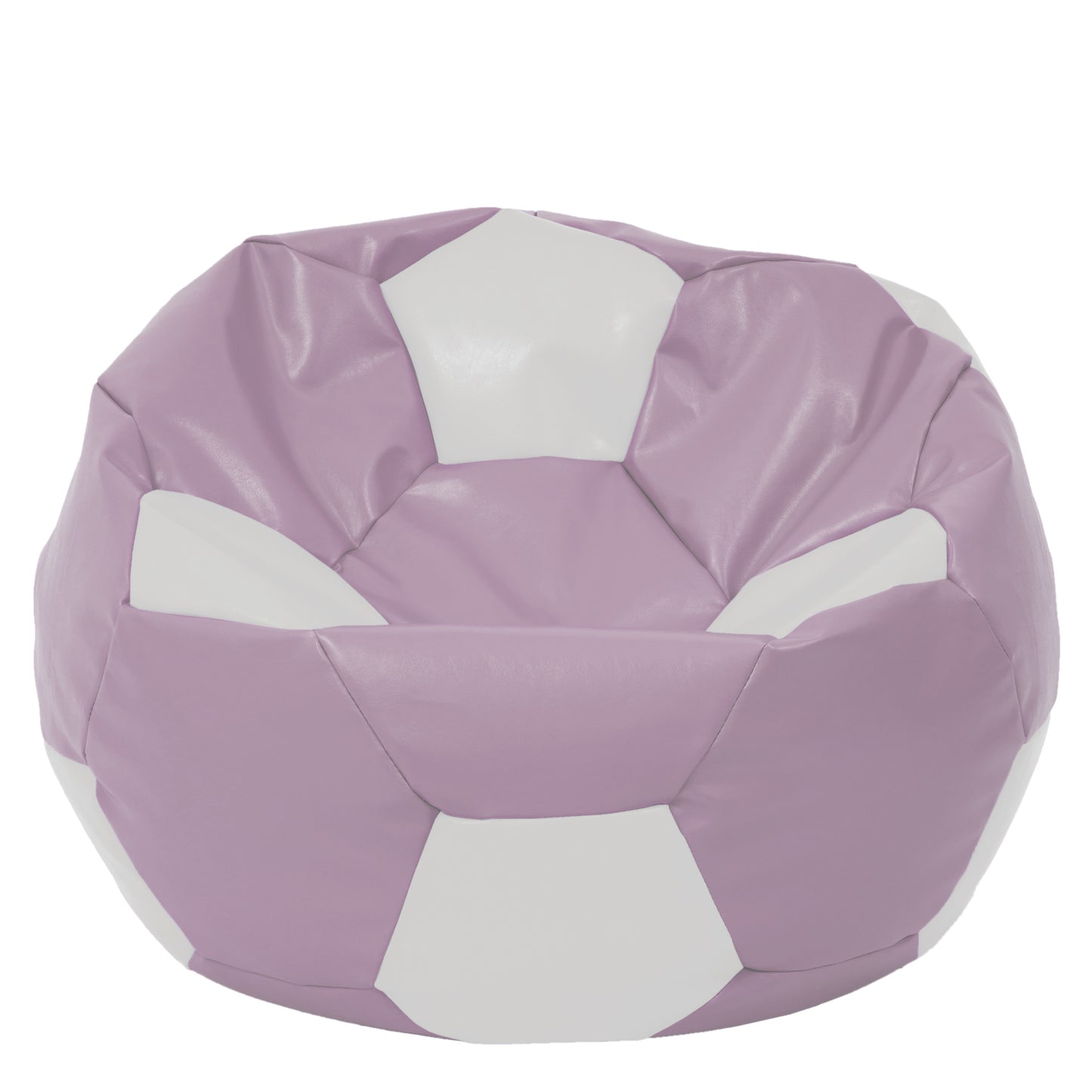 Fotoliu puf Mega Ball - imitatie piele - mov/alb