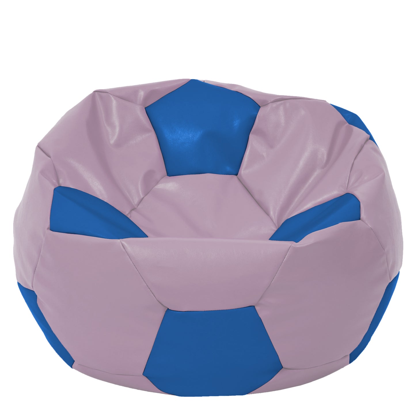 Fotoliu puf Mega Ball - imitatie piele - mov/albastru
