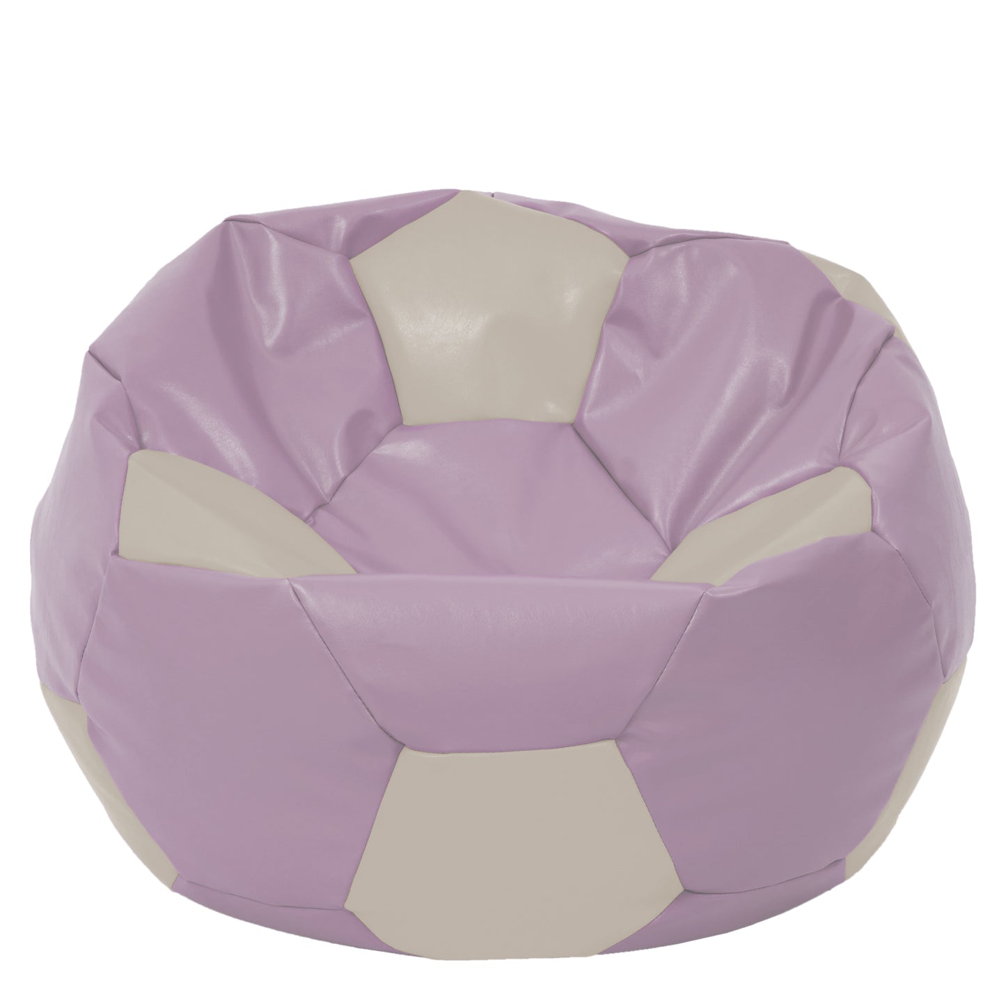 Fotoliu puf Mega Ball - imitatie piele - mov/crem