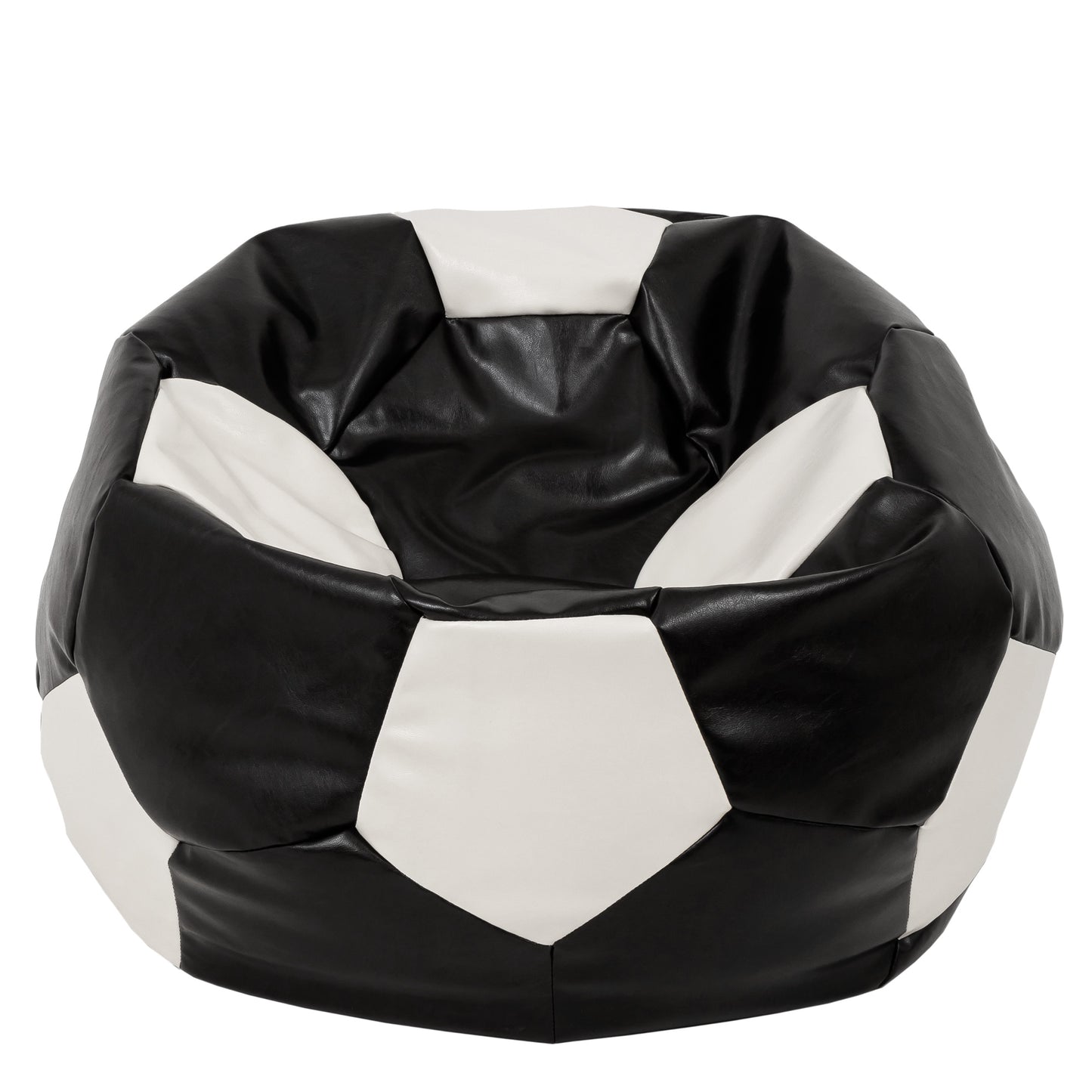 Fotoliu puf Mega Ball - imitatie piele - negru/alb