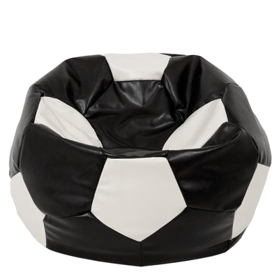 Fotoliu Puf Mega Ball - Imitatie Piele - Negru/Alb