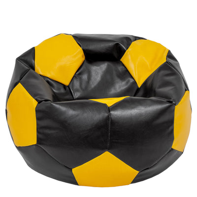 Fotoliu Puf Mega Ball - Imitatie Piele - Negru/Galben