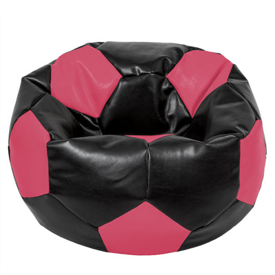 Fotoliu Puf Mega Ball - Imitatie Piele - Negru/Roz