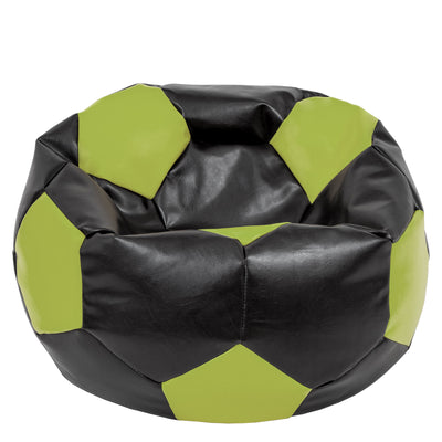 Fotoliu Puf Mega Ball - Imitatie Piele - Negru/Verde