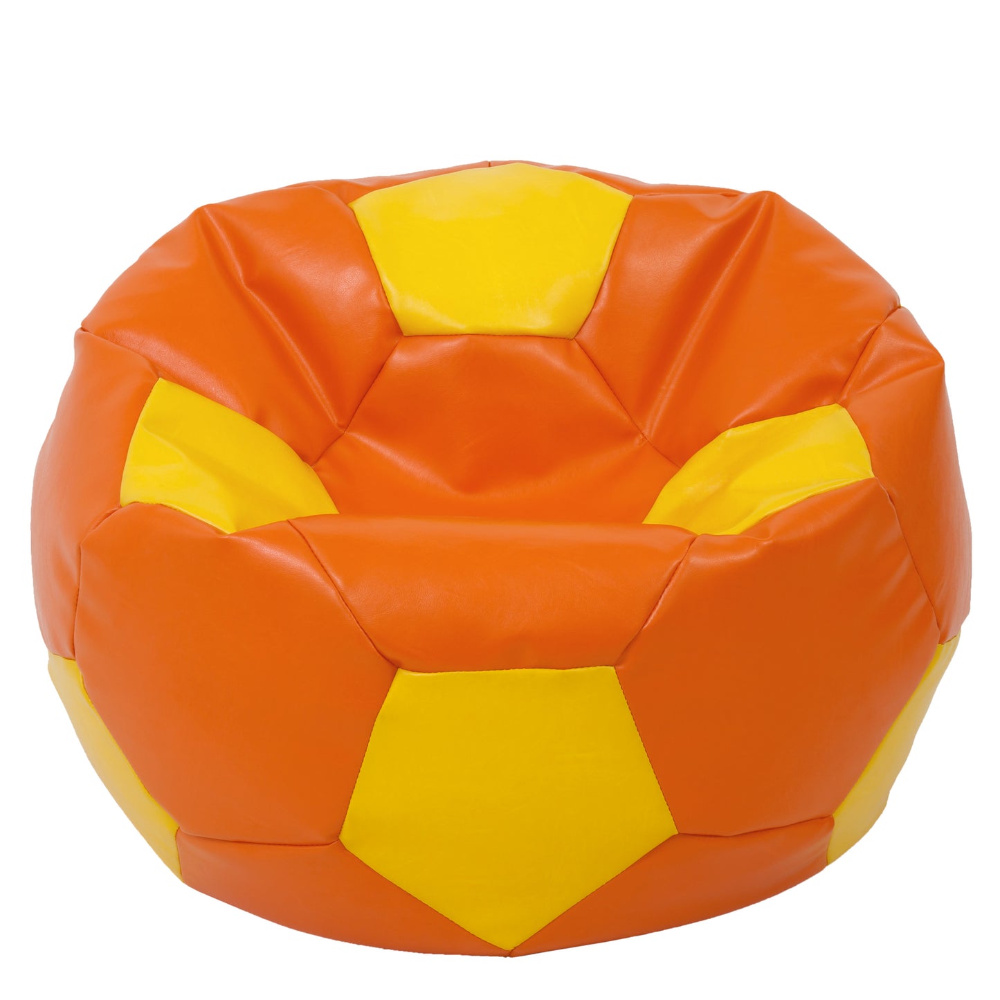 Fotoliu puf Mega Ball - imitatie piele - portocaliu/galben