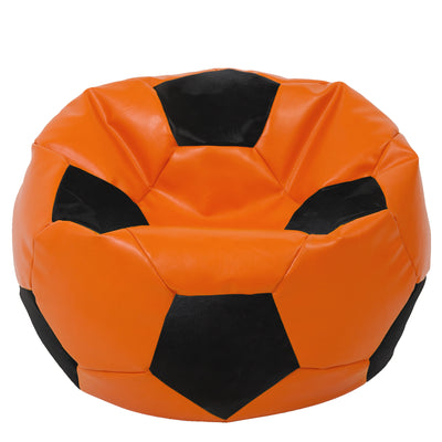 Fotoliu Puf Mega Ball - Imitatie Piele - Portocaliu/Negru