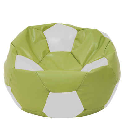 Fotoliu Puf Mega Ball - Imitatie Piele - Verde/Alb