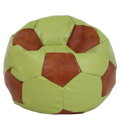 Fotoliu Puf Mega Ball - Imitatie Piele - Verde/Coniac