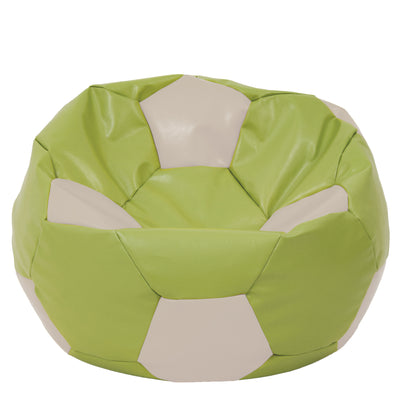 Fotoliu Puf Mega Ball - Imitatie Piele - Verde/Crem
