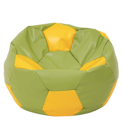 Fotoliu Puf Mega Ball - Imitatie Piele - Verde/Galben