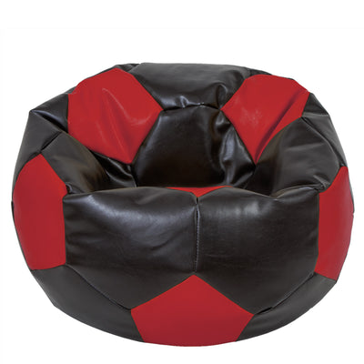 Fotoliu Puf Mega Ball - Imitatie Piele - Wenge/Rosu