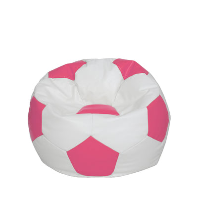 Fotoliu Puf Mondo Ball - Imitatie Piele - Alb/Roz