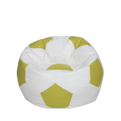 Fotoliu Puf Mondo Ball - Imitatie Piele - Alb/Verde