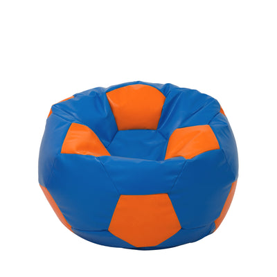 Fotoliu Puf Mondo Ball - Imitatie Piele - Albastru/Portocaliu