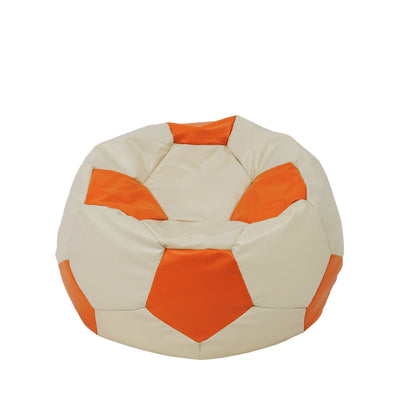 Fotoliu Puf Mondo Ball - Imitatie Piele - Crem/Portocaliu