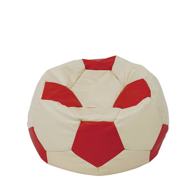 Fotoliu Puf Mondo Ball - Imitatie Piele - Crem/Rosu