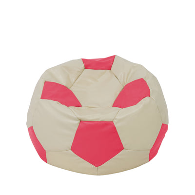 Fotoliu Puf Mondo Ball - Imitatie Piele - Crem/Roz