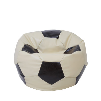 Fotoliu Puf Mondo Ball - Imitatie Piele - Crem/Wenge