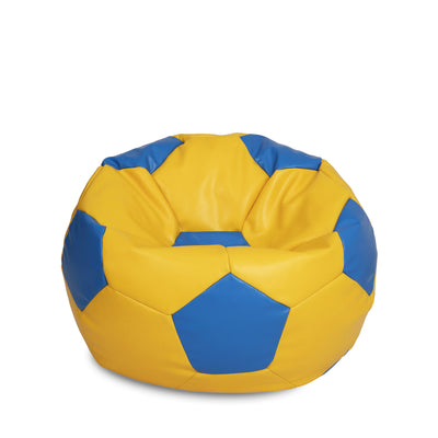 Fotoliu Puf Mondo Ball - Imitatie Piele - Galben/Albastru