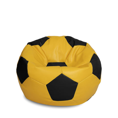 Fotoliu Puf Mondo Ball - Imitatie Piele - Galben/Negru