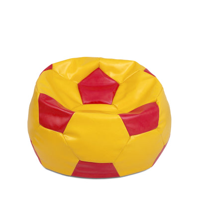 Fotoliu Puf Mondo Ball - Imitatie Piele - Galben/Rosu