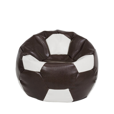 Fotoliu Puf Mondo Ball - Imitatie Piele - Maro/Alb