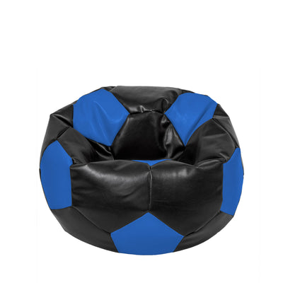 Fotoliu Puf Mondo Ball - Imitatie Piele - Negru/Albastru