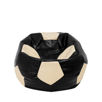 Fotoliu Puf Mondo Ball - Imitatie Piele - Negru/Crem