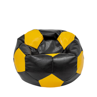 Fotoliu Puf Mondo Ball - Imitatie Piele - Negru/Galben