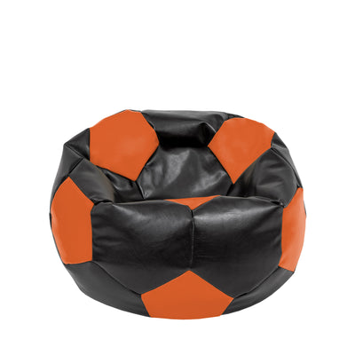 Fotoliu Puf Mondo Ball - Imitatie Piele - Negru/Portocaliu