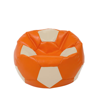 Fotoliu Puf Mondo Ball - Imitatie Piele - Portocaliu/Crem