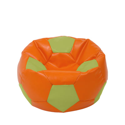 Fotoliu Puf Mondo Ball - Imitatie Piele - Portocaliu/Verde