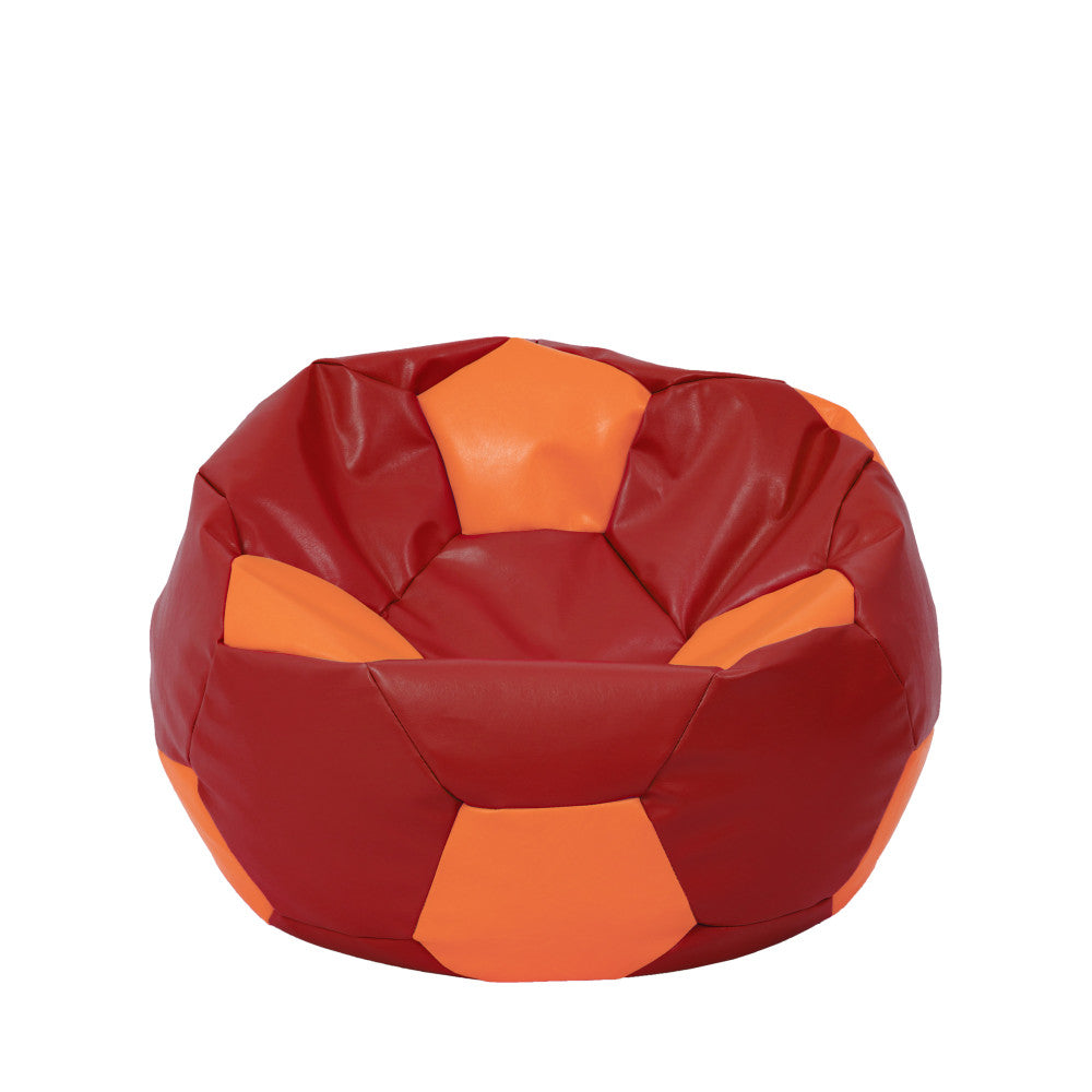 Fotoliu puf Mondo Ball - imitatie piele - rosu/portocaliu